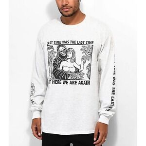 Broken Promises T Shirt Men Size S Grim Reaper Last Time Grey Graphic Roses Love